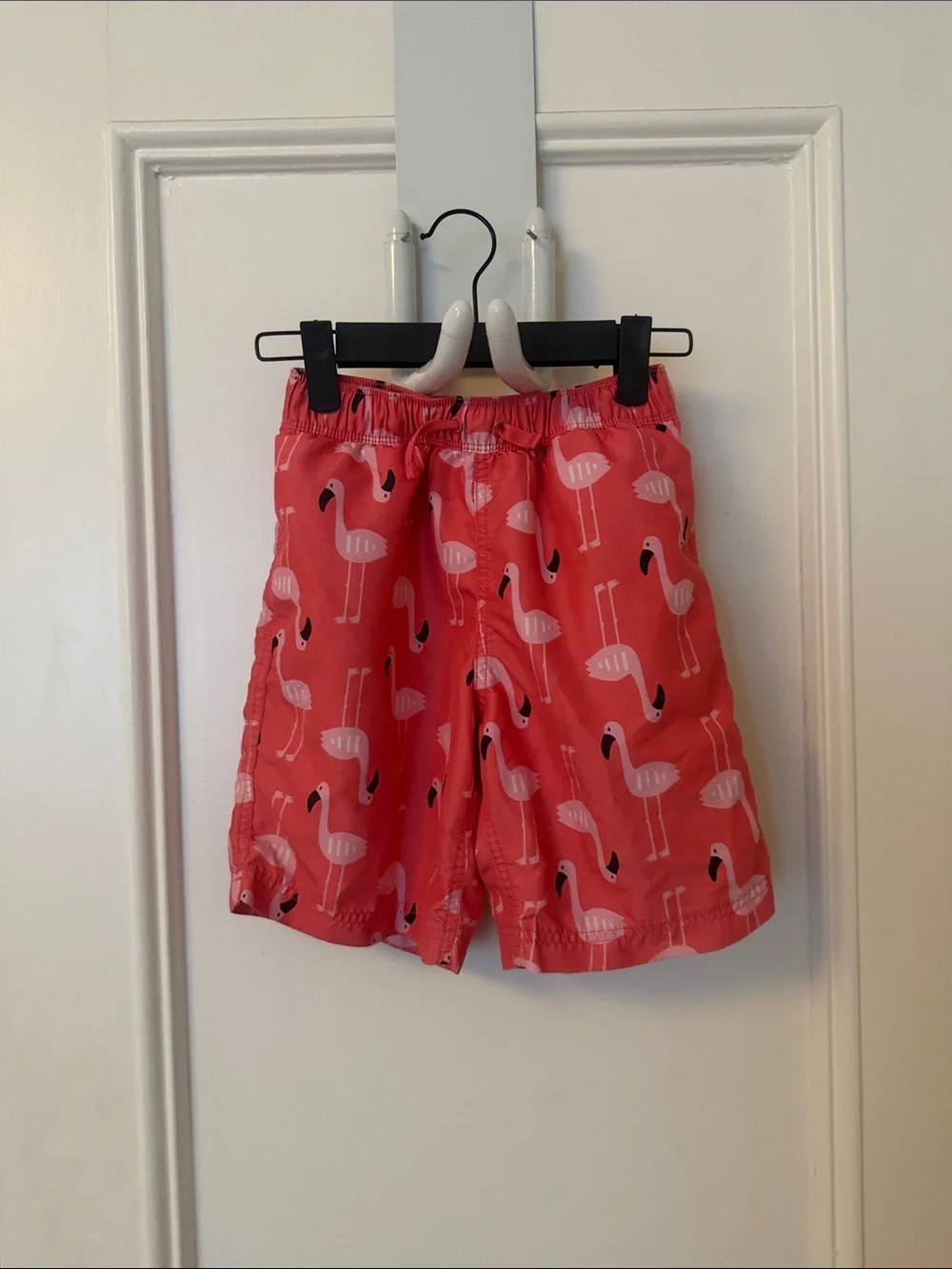 Kids Flamingo Print Swim Shorts - Pink Coral